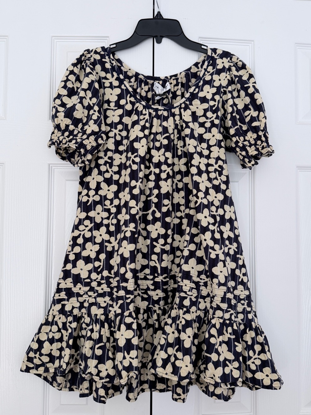 Apiece Apart Mini Dress Floral Navy and Cream